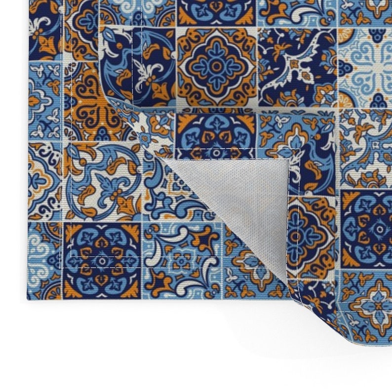 Spanish Tiles Placemats set of 2 Sea Blue Tilework by Etsy