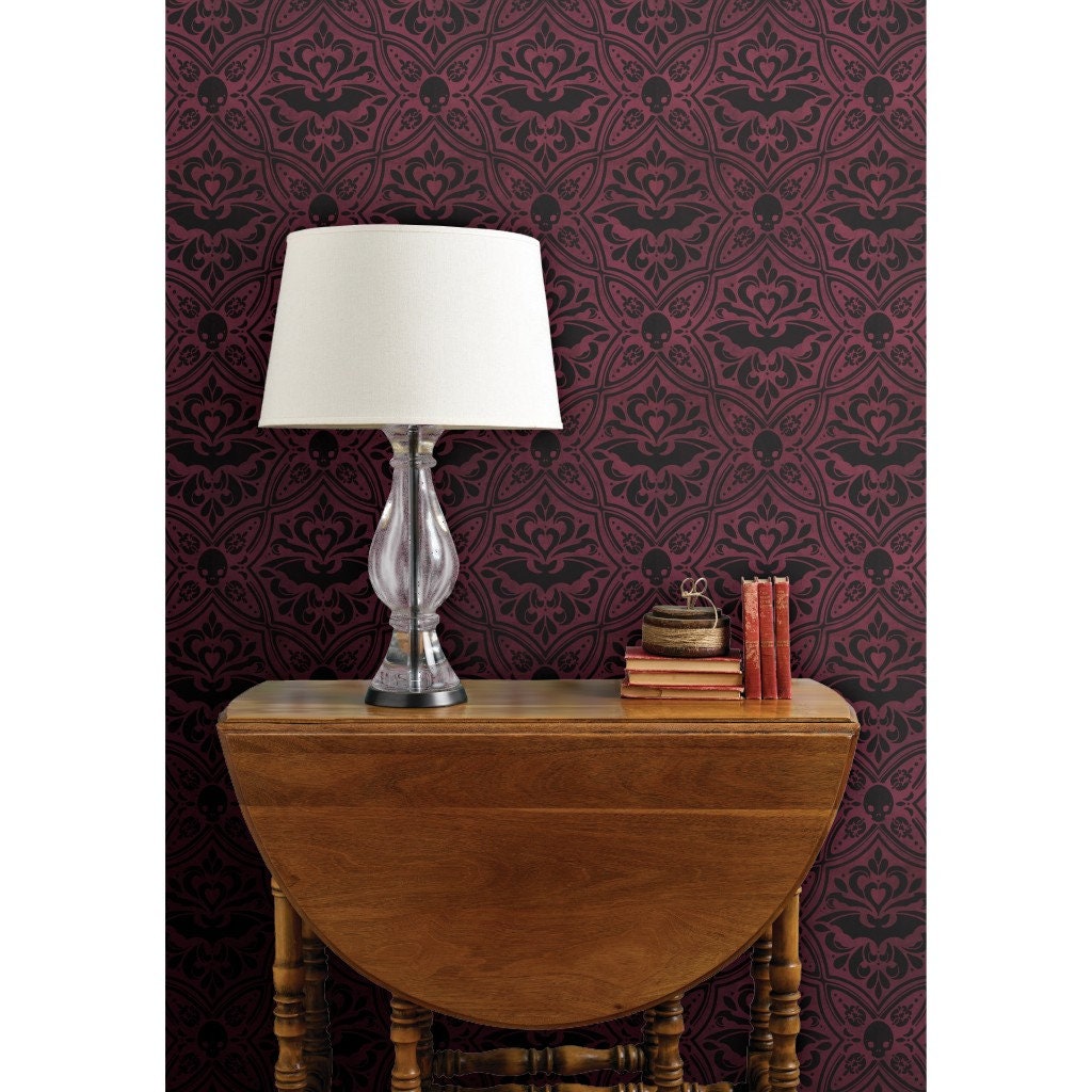 Gotisch Victoriaans vliesbehang Vleermuizen Halloween - Mephistophelean  Damask van peppers_patterns Double Roll behang van Spoonflower - Etsy België, image size:1024x1024