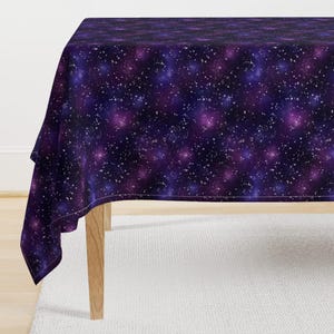 Celestial Tablecloth - Galaxy by analinea - Night Sky Galaxy Universe Nebulous Cotton Sateen Tablecloth by Spoonflower