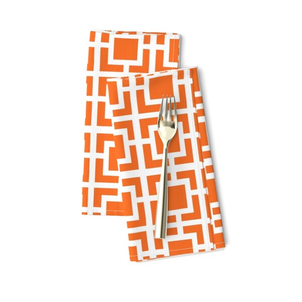 Midcentury Modern Dinner Napkins (Set of 2) - Atomic Orange by ruby_ritz - Orange Trellis Abstract Mod Cloth Napkins by Spoonflower