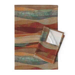 Abstract Landscape Tea Towels (Set of 2) - Sandstone Desert by wren_leyland - Travertine Look Arizona Linen Cotton Tea Towels by Spoonflower