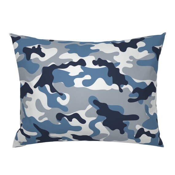 Camouflage Pillow Sham Blue And White Camouflage Pattern By Etsy