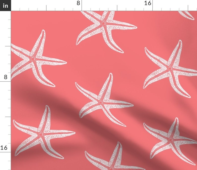 Beach Vacation Table Runner I Wish Upon A Starfish Coral by lisakling Modern Nautical Cotton Sateen Table Runner by Spoonflower