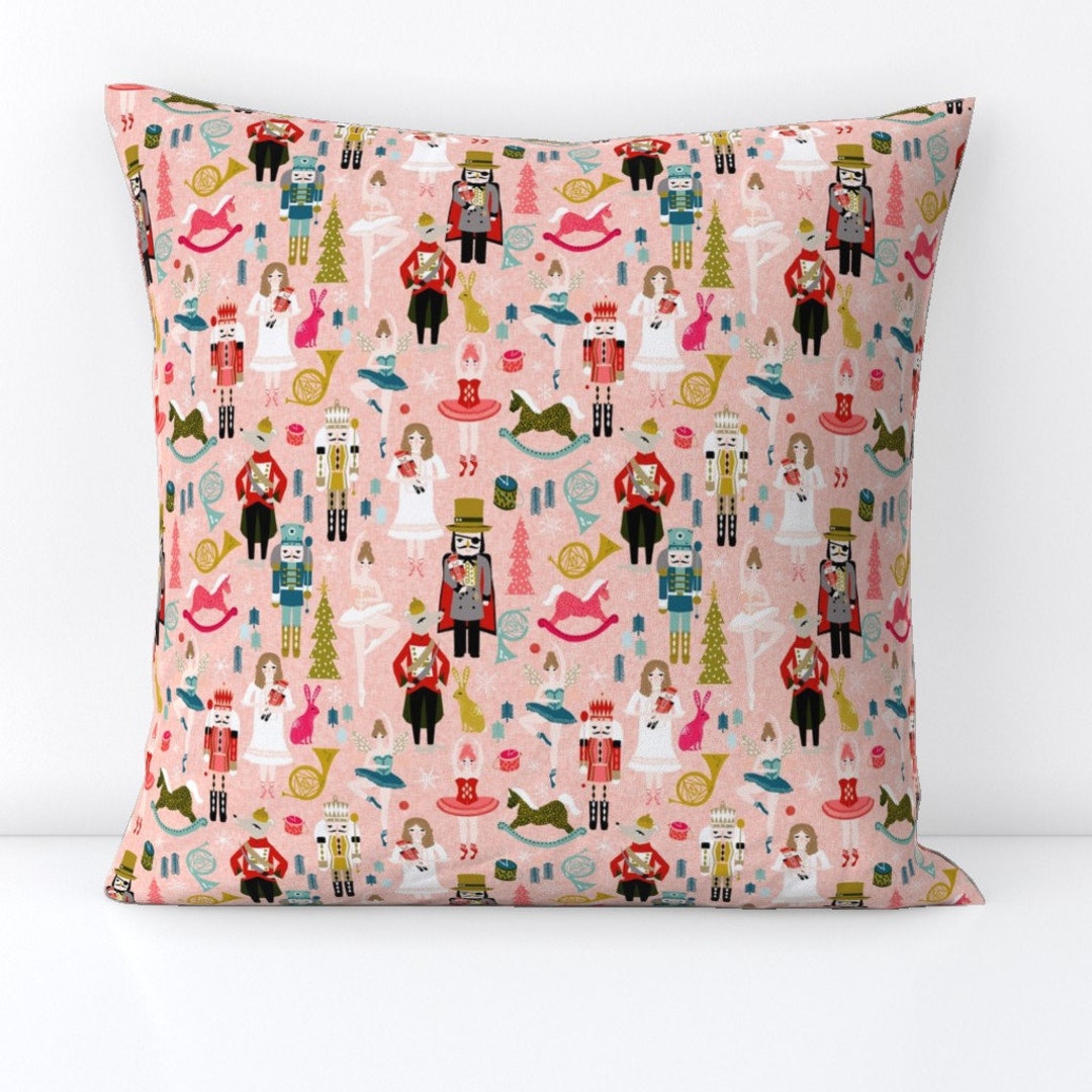 Blush Pink Christmas Throw Pillow Nutcracker Ballet by Etsy