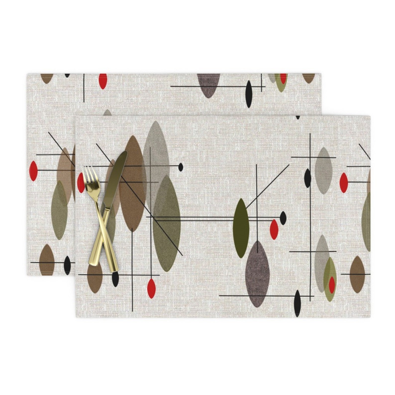 Midcentury Modern Placemats Set of 2 Hanging Orbs by Etsy