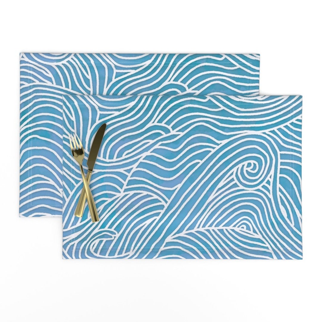 Modern Nautical Placemats set of 2 Tumbling Ocean Waves by Abbyshenker
