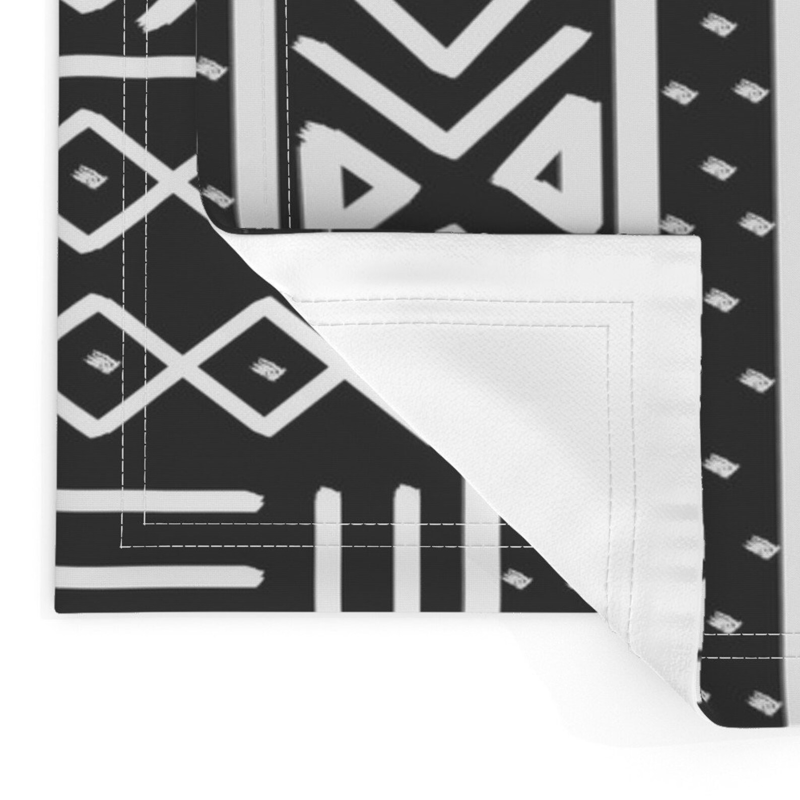 Black And White Placemats Set of 2 Large Charcoal Mudcloth Etsy