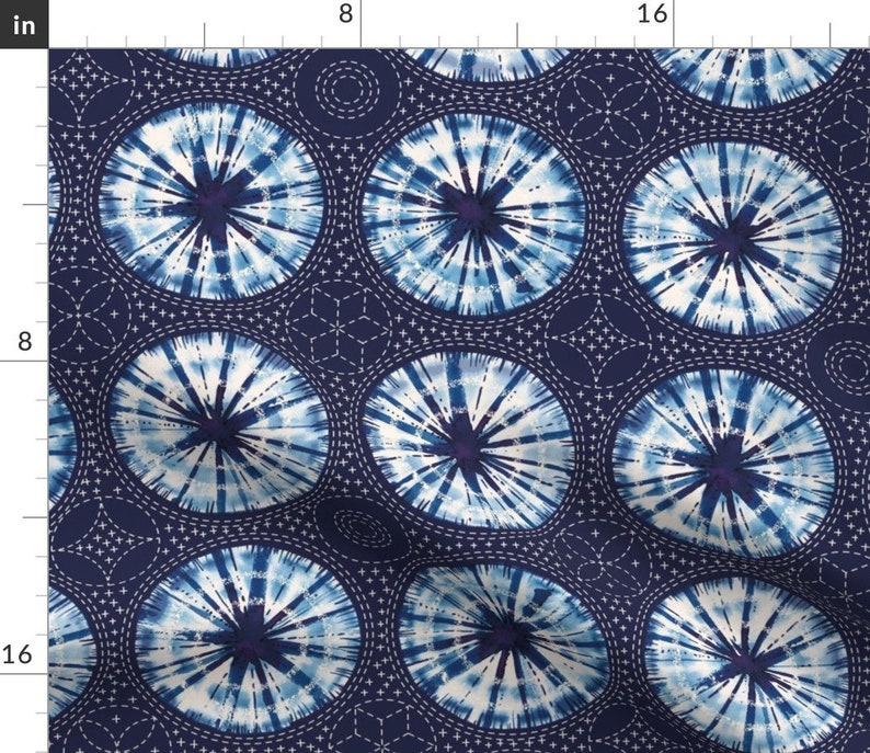 Indigo Shibori Japanese Inspired Cotton Sateen Sheet Set Bedding by Spoonflower Sashiko Print Sheets Shibori Sashiko by cerigwen