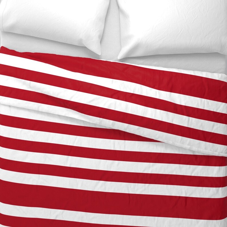 Classic Duvet Cover Red and White Stripes by Evault Etsy