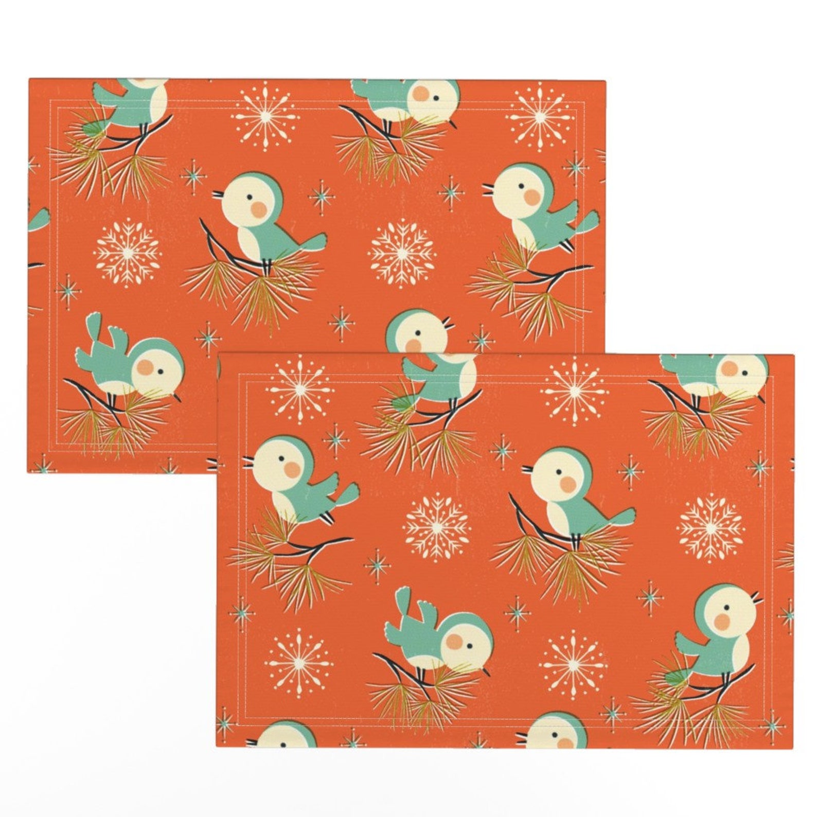 Retro Holiday Placemats set of 2 Vintage Christmas by Etsy