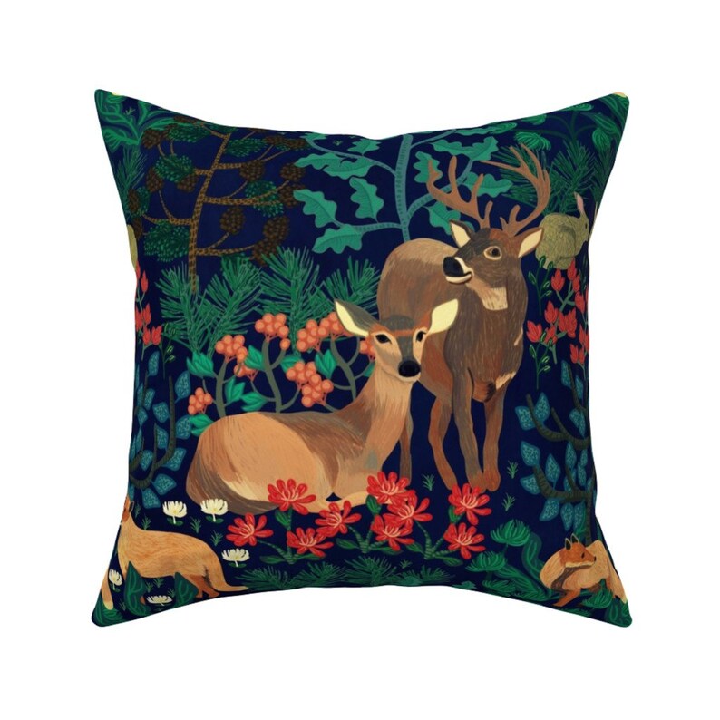 Woodland Animals Throw Pillow Paired Up by susan_polston Etsy