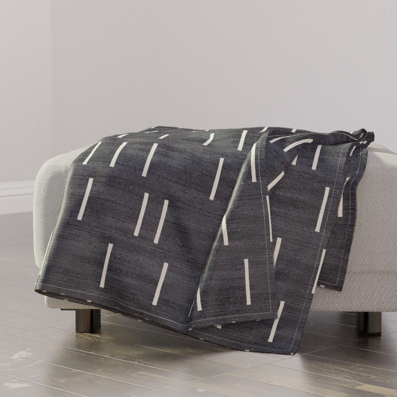 Denim/_line/_mud/_cloth Large by holli/_zollinger Mud Cloth Throw Blanket Minimalist Throw Blanket with Spoonflower Fabric