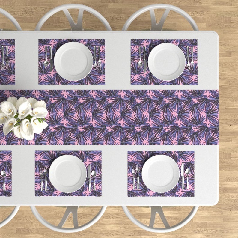 Set of 4 Botanical Placemats - Tropical Palm Leaves by elliottdesignfactory Banana Leaf Jungle Leaf Decor Cloth Placemats by Spoonflower