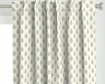 Green Paisley Curtain Panel - Green Teardrop Paisley by danika_herrick - Paisley Olive Teardrop  Custom Curtain Panel by Spoonflower