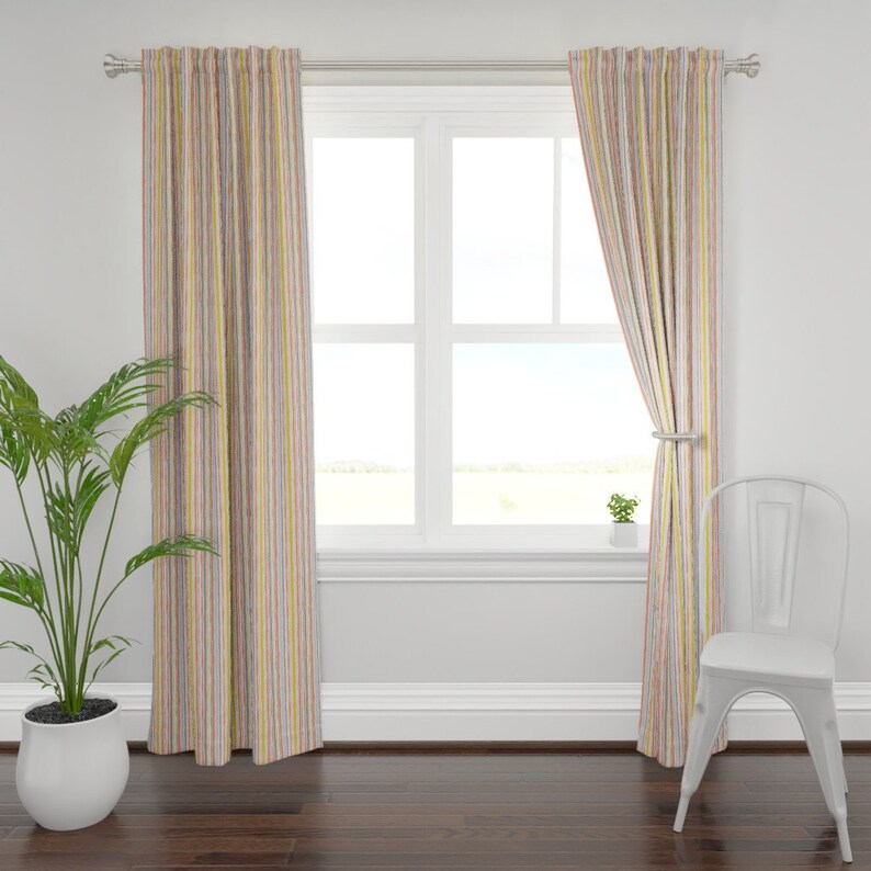 Stripes Curtain Panel Painterly Stripe Abstract Custom Curtain Panel by Spoonflower Pink Blush by