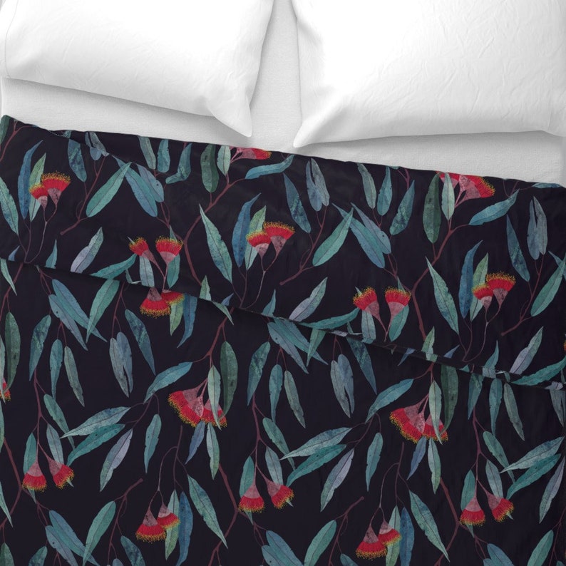 Eucalyptus Duvet Cover Eucalyptus Leaves and Flowers by Etsy