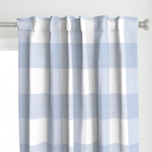 Plaid Curtain Panel - 6&quot; Buffalo Plaid  by danika_herrick - Light Blue Gingham Check Buffalo Check Custom Curtain Panel by Spoonflower