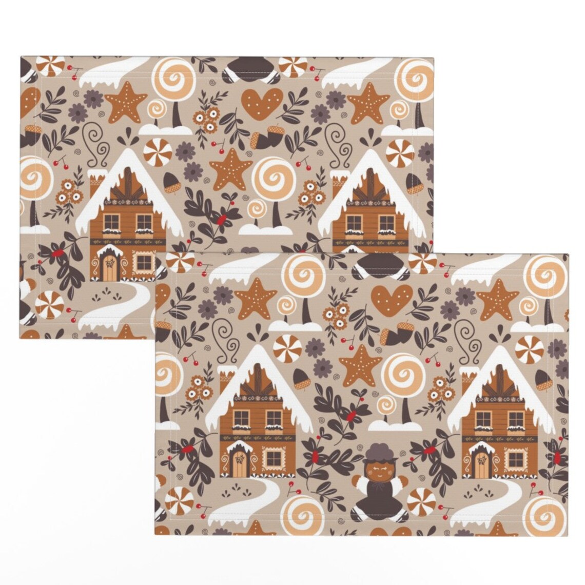 Gingerbread Placemats set of 2 Black Forest Gingerbread by Etsy