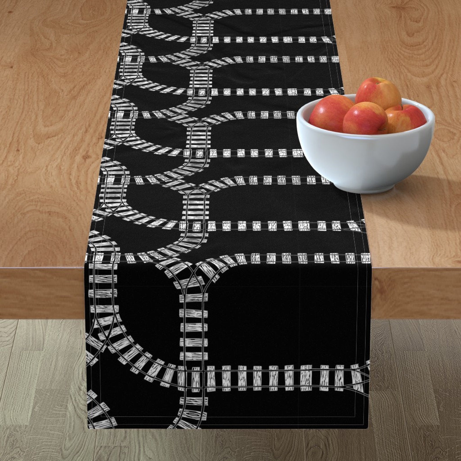 Trains Table Runner Train Tracks by Threebearsprints Etsy