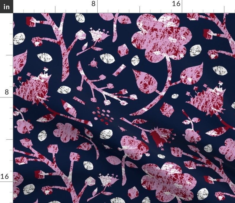 Batik Navy Orchid Lavender Cotton Sateen Table Runner by Spoonflower Orchid And Navy Floral by lucybaribeau Floral Table Runner