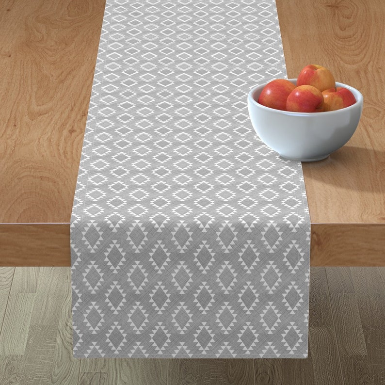 Gray Table Runner Aztec Crosshatch Cotton Sateen Table Runner by Spoonflower Aztec Crosshatch Gray by leanne