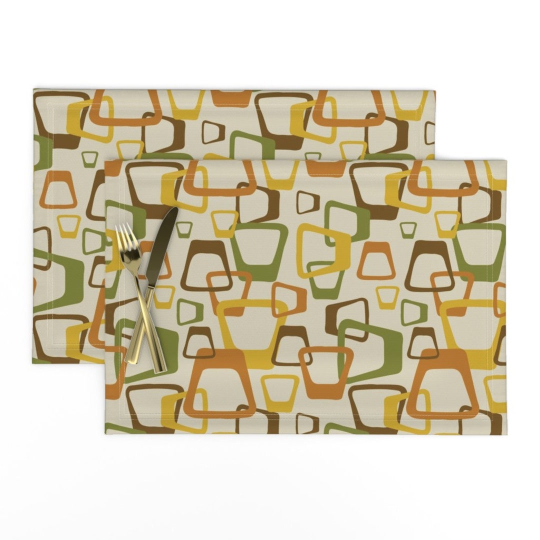 Mid Century Modern Placemats set of 2 Mod Brown by K_hackl Retro