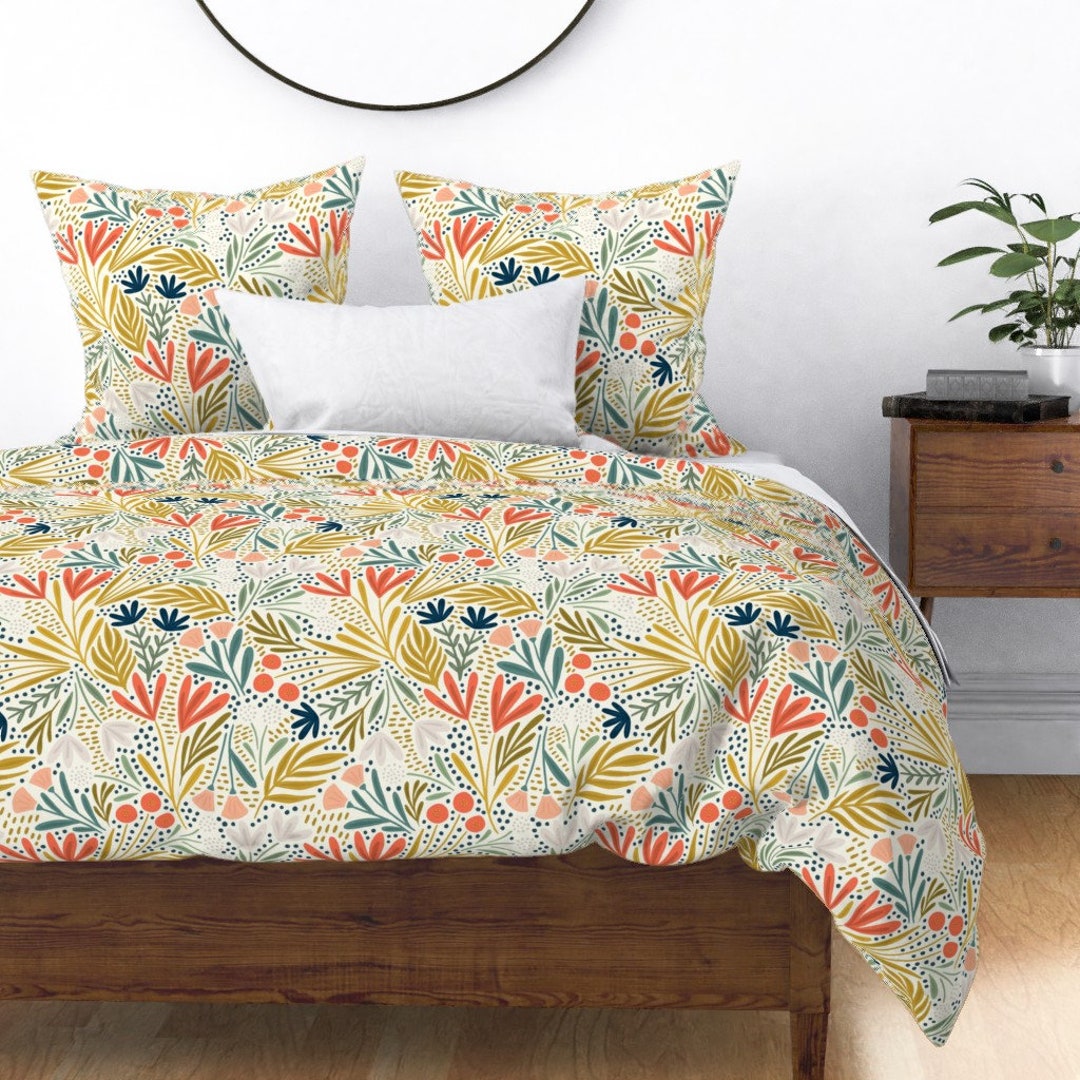 Modern Floral Duvet Cover Henrietta Floral Light by Etsy