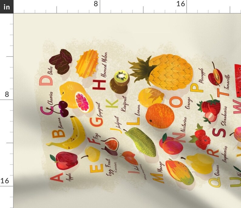 Alphabet Tea Towel Fruity Abc Tea Towel by Appleyards | Etsy