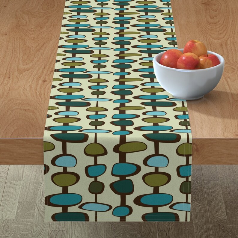 Mid Century Modern Table Runner Baubles Teal by Etsy