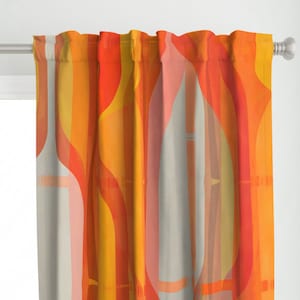 Helder gordijnpaneel uit het midden van de eeuw - Mod Ripple Orange door wren_leyland - Citruskleuren retro geïnspireerd aangepast gordijnpaneel van Spoonflower