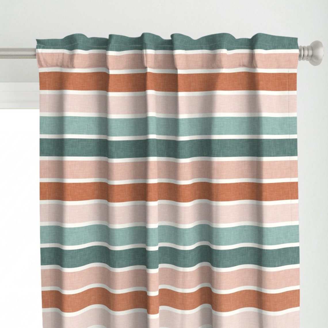 Earth Tones Curtain Panel Woven Stripes by Littlearrowdecor Etsy UK