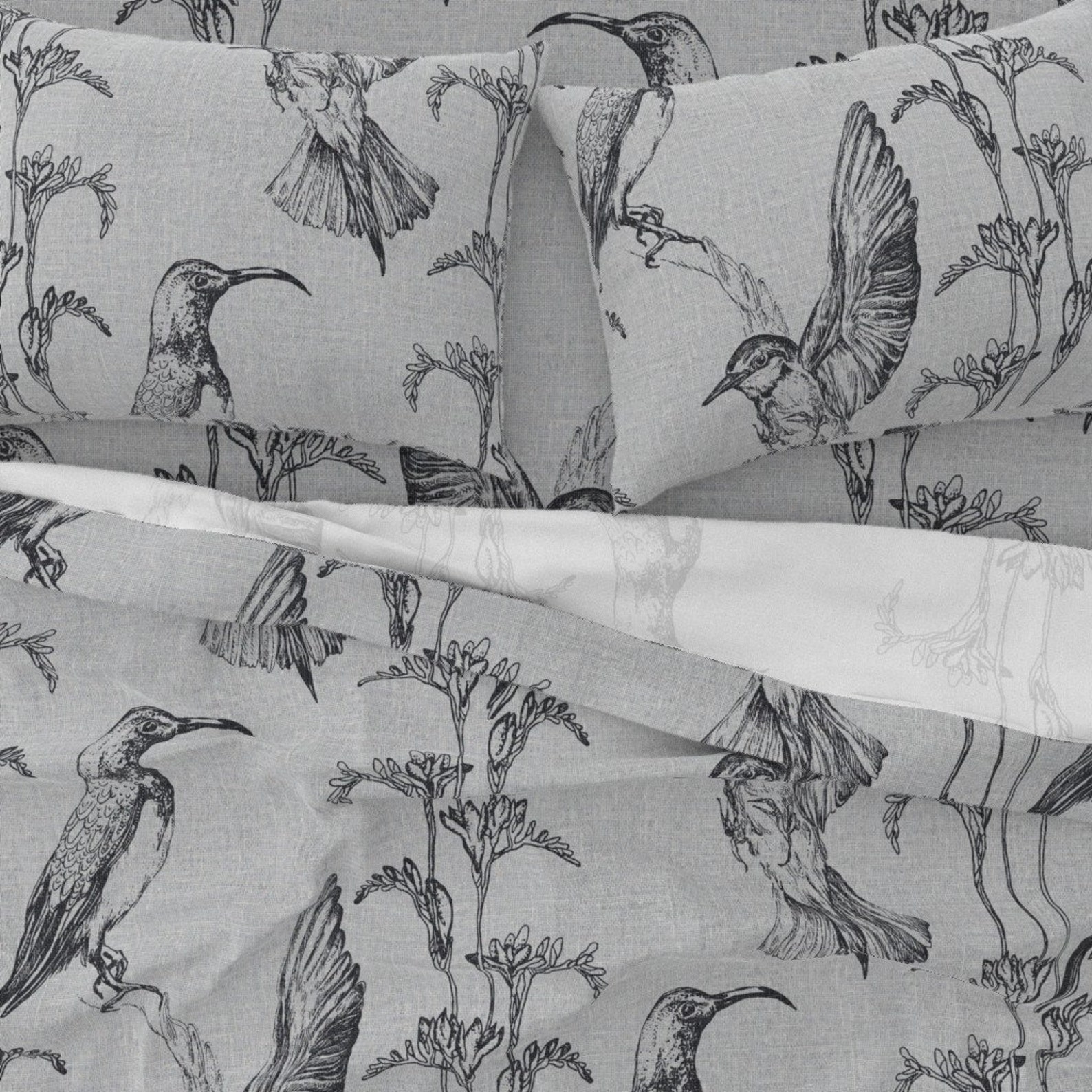 Large Scale Birds Sheets Charcoal Birds and Wildflowers by Etsy