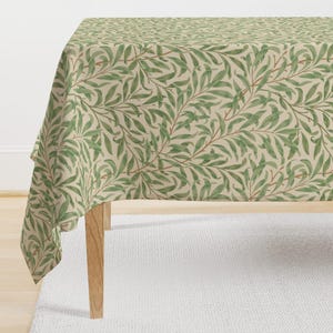 William Morris Tablecloth - Willow Bough by peacoquettedesigns - Victorian Art Nouveau Botanical Cotton Sateen Tablecloth by Spoonflower