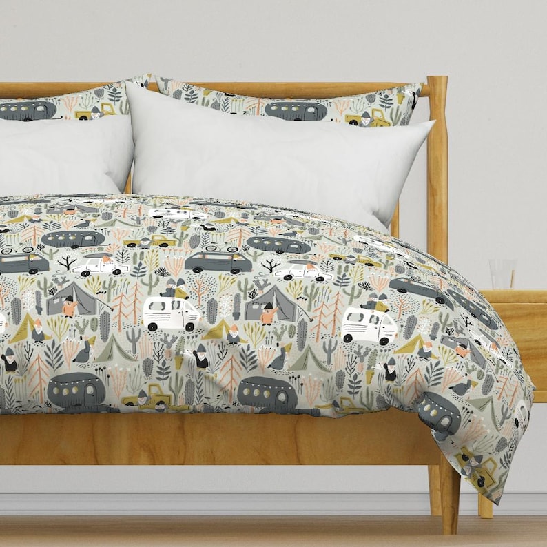 Gnomes Bedding - Gnome Nomads by amy_maccready - Camper Van Desert Camping Folklore Cotton Sateen Duvet Cover OR Pillow Shams by Spoonflower image 1
