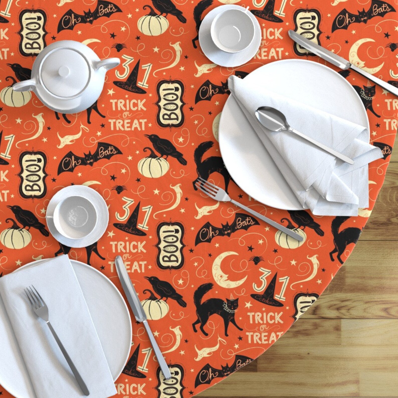 Round Tablecloth Halloween
 Spooky Round Tablecloth Halloween Trick or Treat by Etsy