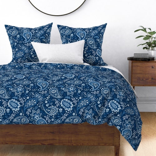 Classic Blue Duvet Cover Blue Paisley by Beatitudesdesign Etsy