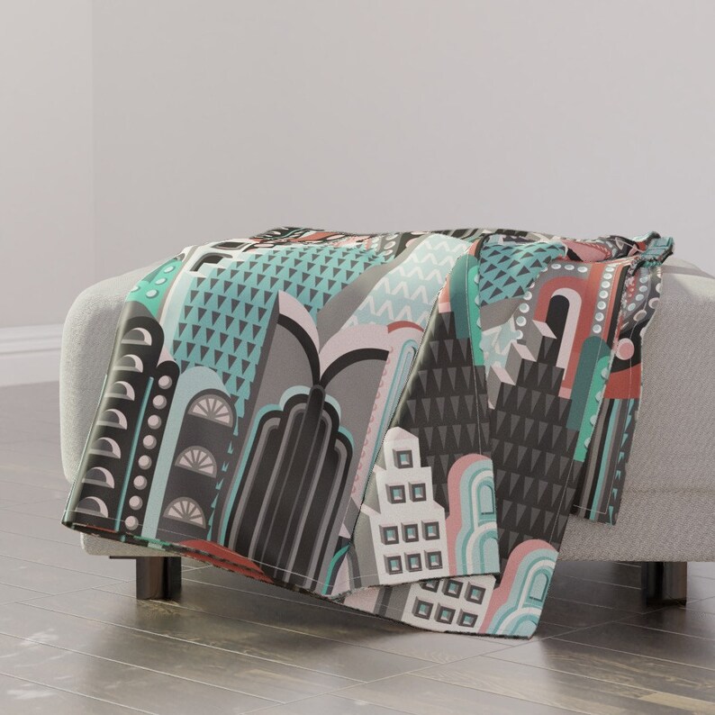 Art Deco Throw Blanket Deco Metropolis Large Scale by Etsy