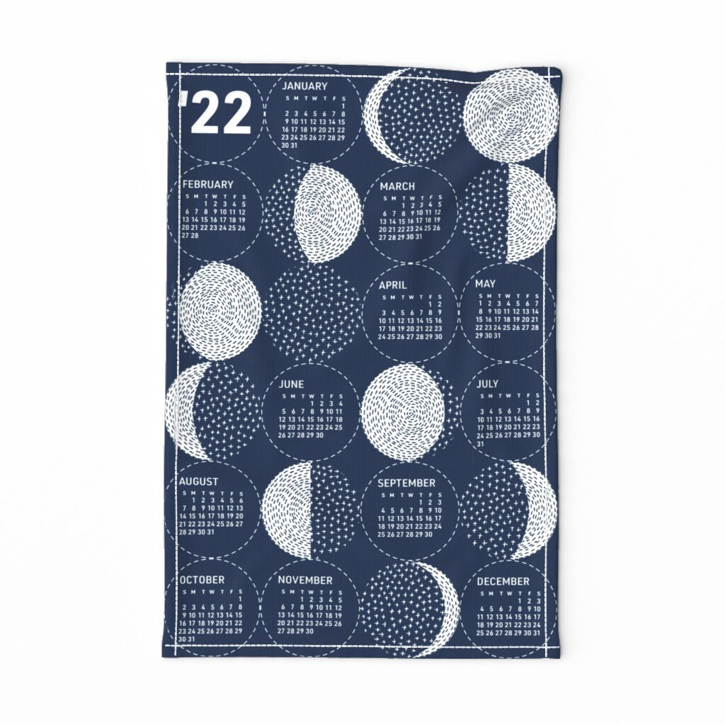 Tea Towel Calendar 2022 2022 Moon Calendar Tea Towel 2022 Calendar Moon Phases By | Etsy
