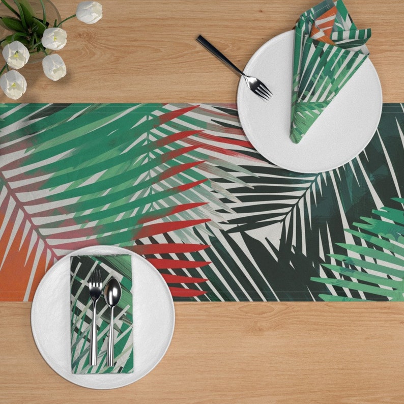 Tropical Table Runner Yolandafronda by allieh Palm Leaves ...