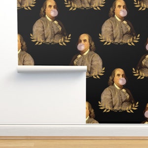 Ben Franklin ungeklebte Tapete Vintage Lustig schrullig Bubble Gum - Benji Kaugummi von rebelmod Tapete Doppelrolle von Spoonflower