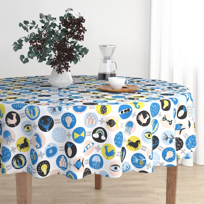 My Kind Of Math by nouveau/_bohemian Mathematic Cotton Sateen Circle Tablecloth by Spoonflower Geometric Round Tablecloth