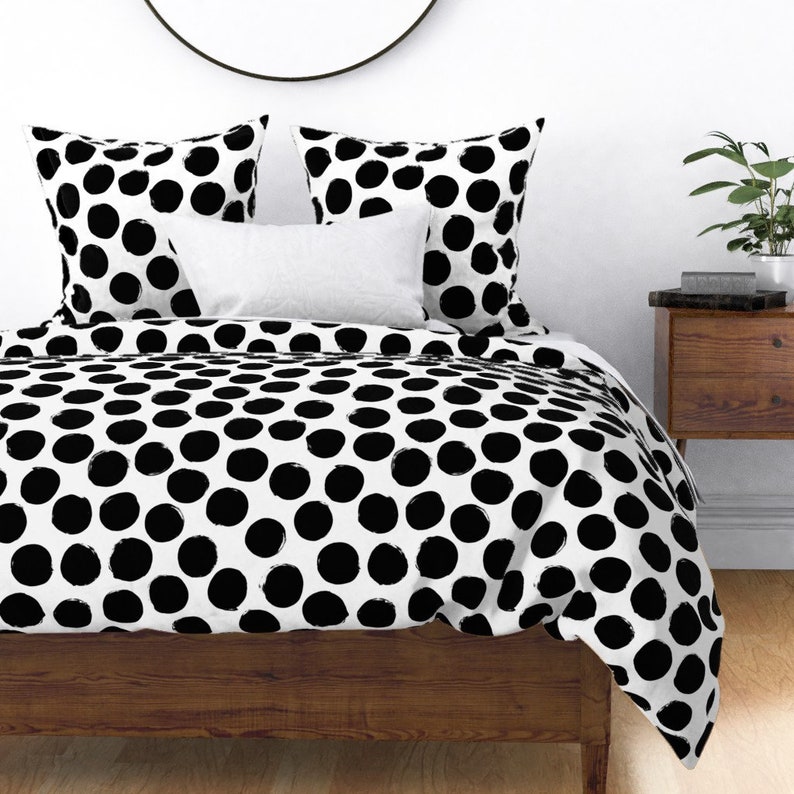 Polka Dots Duvet Cover Black White Huge Polka Dot by Etsy