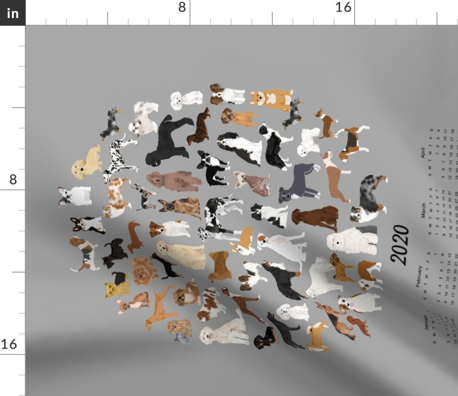 2020 Calendar Tea Towel Dog Breeds Grey de petfriendly | Etsy 2020 Calendar Tea Towel Dog Breeds Grey de petfriendly | Etsy
