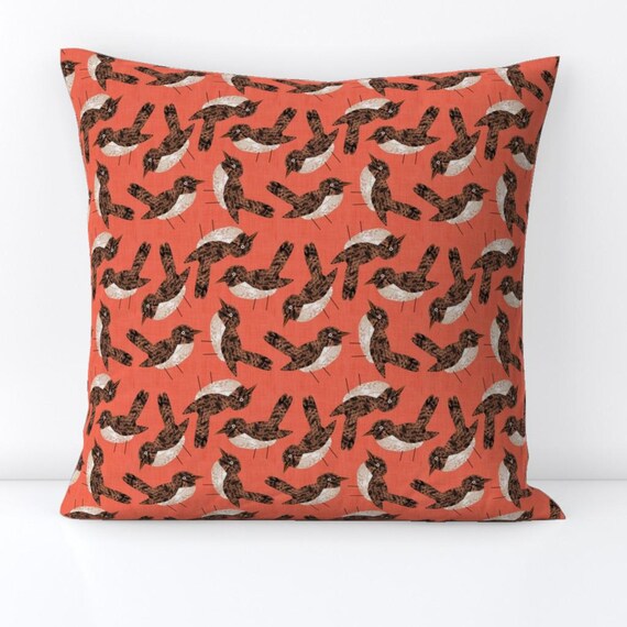 Songbird Throw Pillow N is for Nightingale by Anda Coral