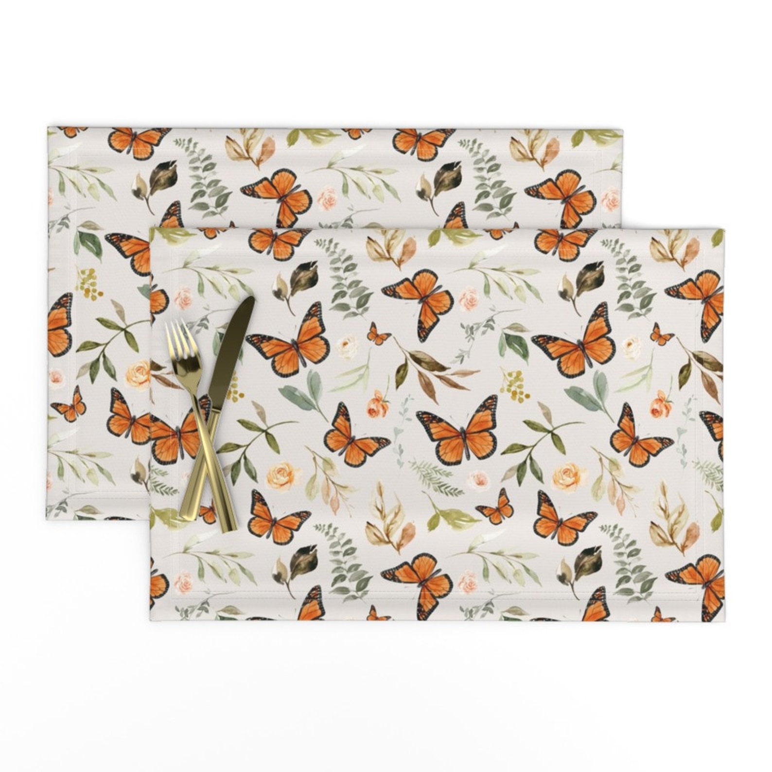 Butterfly Botanical Placemats set of 2 Monarch Butterflies Etsy