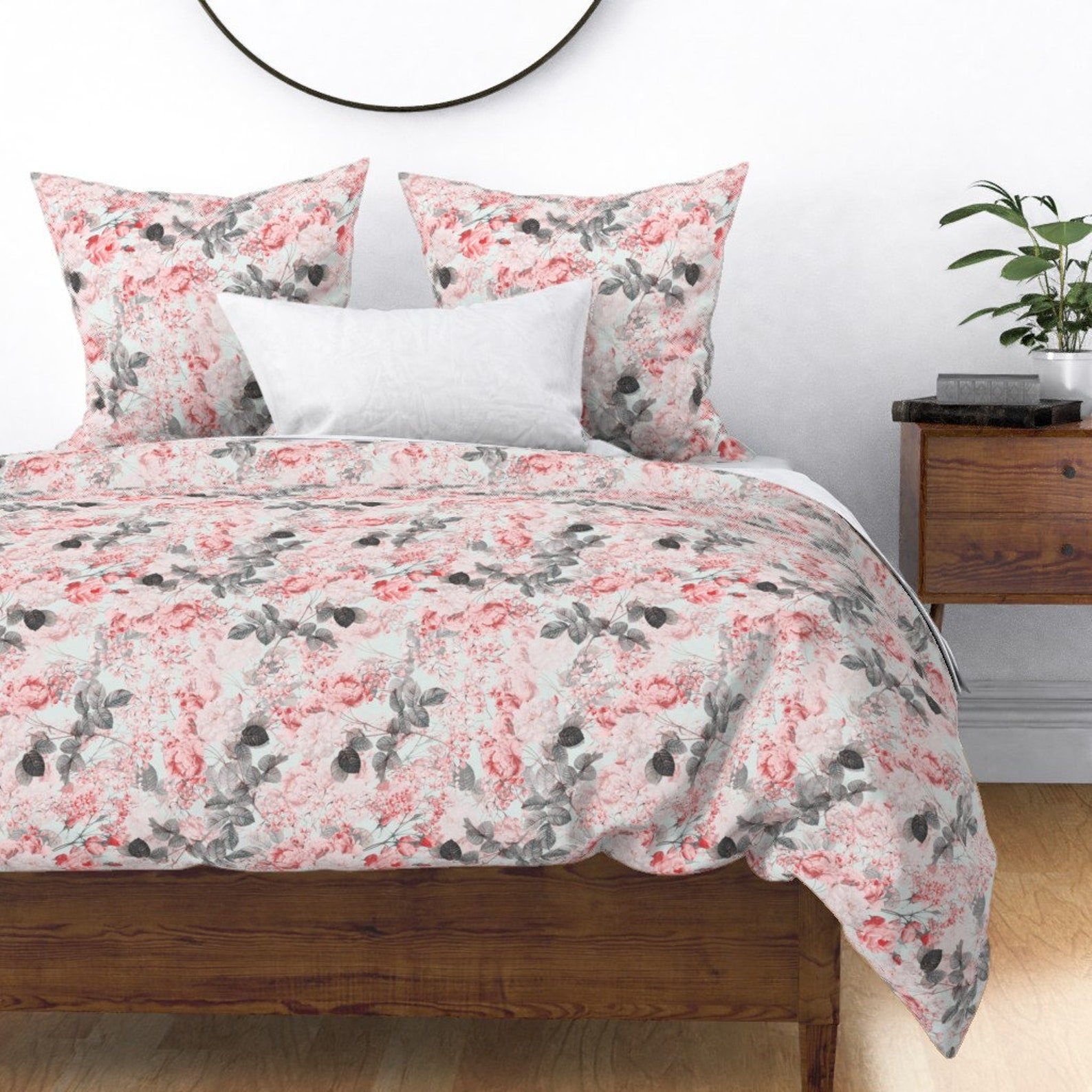 Romantic Duvet Cover Blush Living Coral Vintage Roses by Etsy