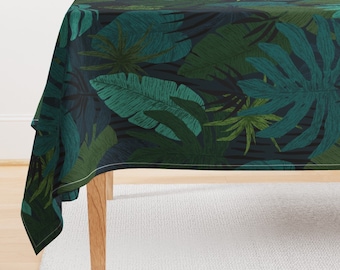 Moody Jungle Tablecloth - When The Night Falls  by circe_oropeza - Maximalist Jumbo Scale Cotton Sateen Tablecloth by Spoonflower