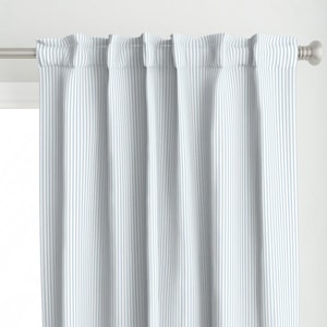 Blue Stripe Curtain Panel - Candy Stripe Soft Blue by danika_herrick - Traditional Classic Pinstripe Custom Curtain Panel by Spoonflower