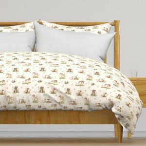Woodland Baby Bedding - Forest Friends by flora&bear - Forest Animals Deer Bear Fox Cotton Sateen Duvet Cover OR Pillow Shams by Spoonflower