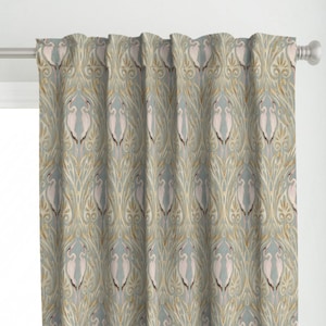 Art Nouveau Curtain Panel - Art Nouveau Cranes by taranealart - Herons Egrets Elegant Traditional Custom Curtain Panel by Spoonflower
